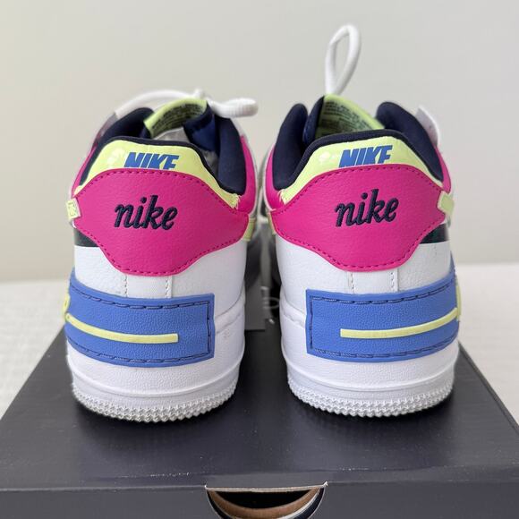 EUC in Box Nike AirForce 1 Shadow Sneakers White Sapphire Barely Volt Women 7.5 - Picture 6 of 9